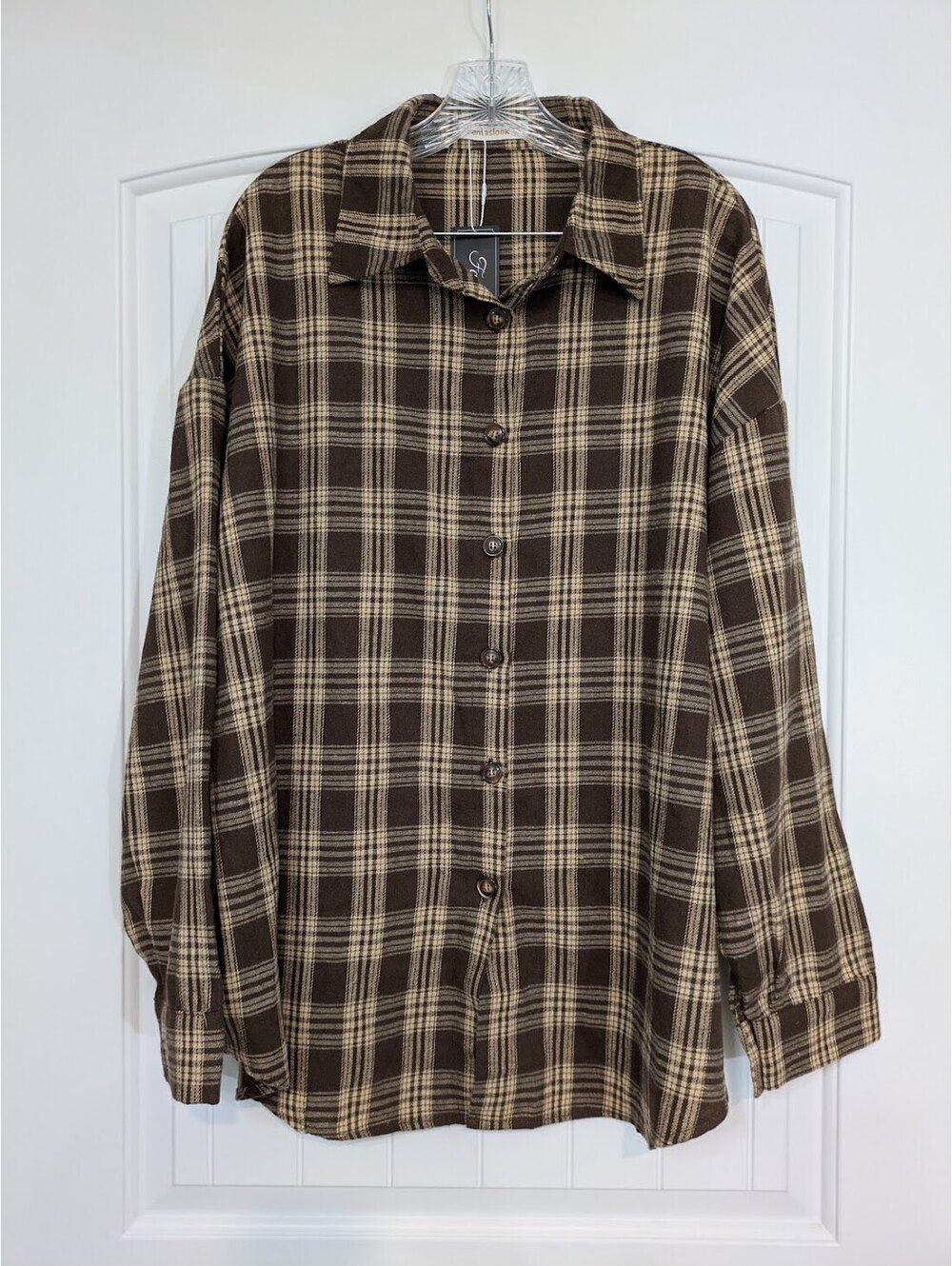 Fantaslook Beige Brown Flannel Button Up 2XL NWT